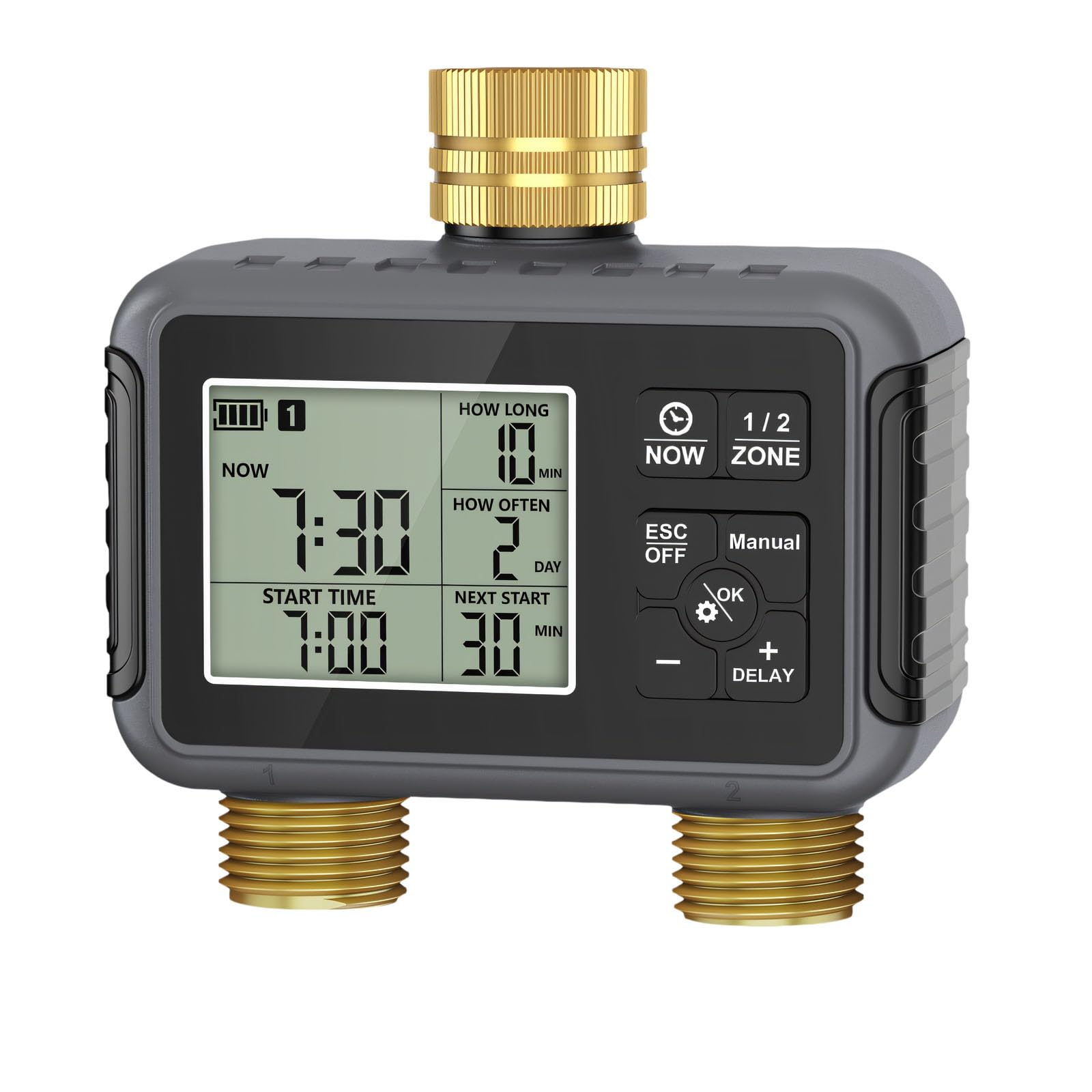 Programmable Watering Device 2 Segment Adjustable IPX5 Metal Outlet Timer for Drip Irrigation Structure