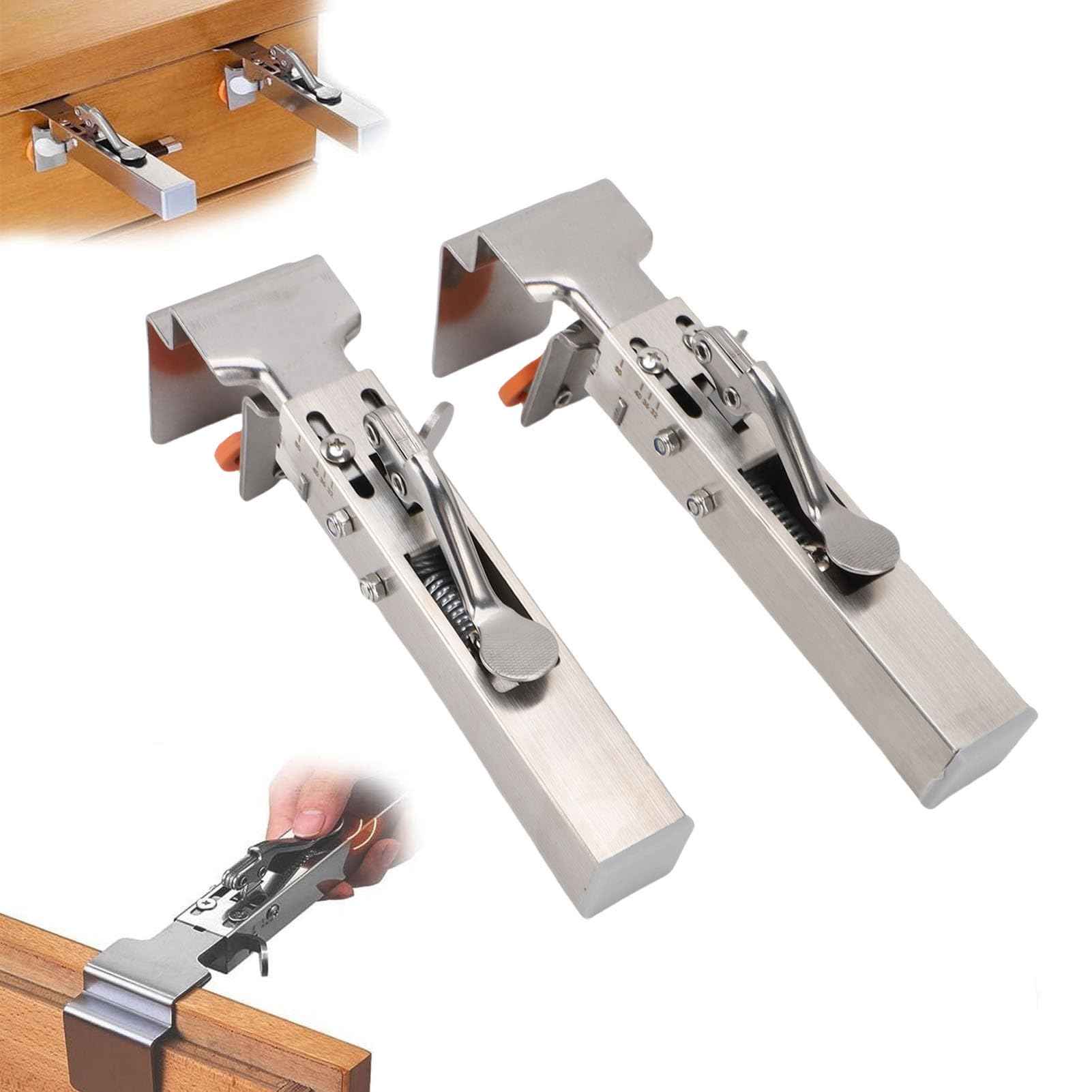 Drawer Front Installation Clamps, Adjustable Drawer Fixing Clamp, Stainless Steel Drawer Clamps for Drawer Panel Installation Fixing Clips, Drawer Fixing Clip Installation Tools