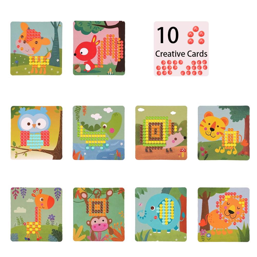 RANJIMA Jeu de Mosaïque Enfichable, Kit de Bricolage en Mosaïque pour Enfants, Jeu de mosaïque Enfant 2 3 4 Ans, Panneau Perforé Avec 240 Perles Enfichables, Idée Cadeau pour Enfant, Filles, Garçons