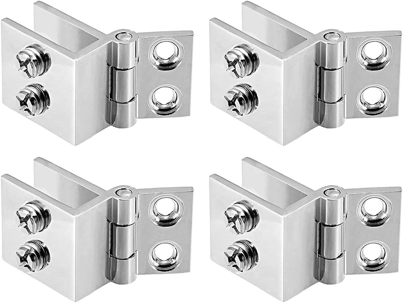 Kyuepong Silver Glass Door Pivot Hinge, 4 Pieces Of Glass Door Hinges,0 Degree Wine Cabinet Display Clip Fixing
