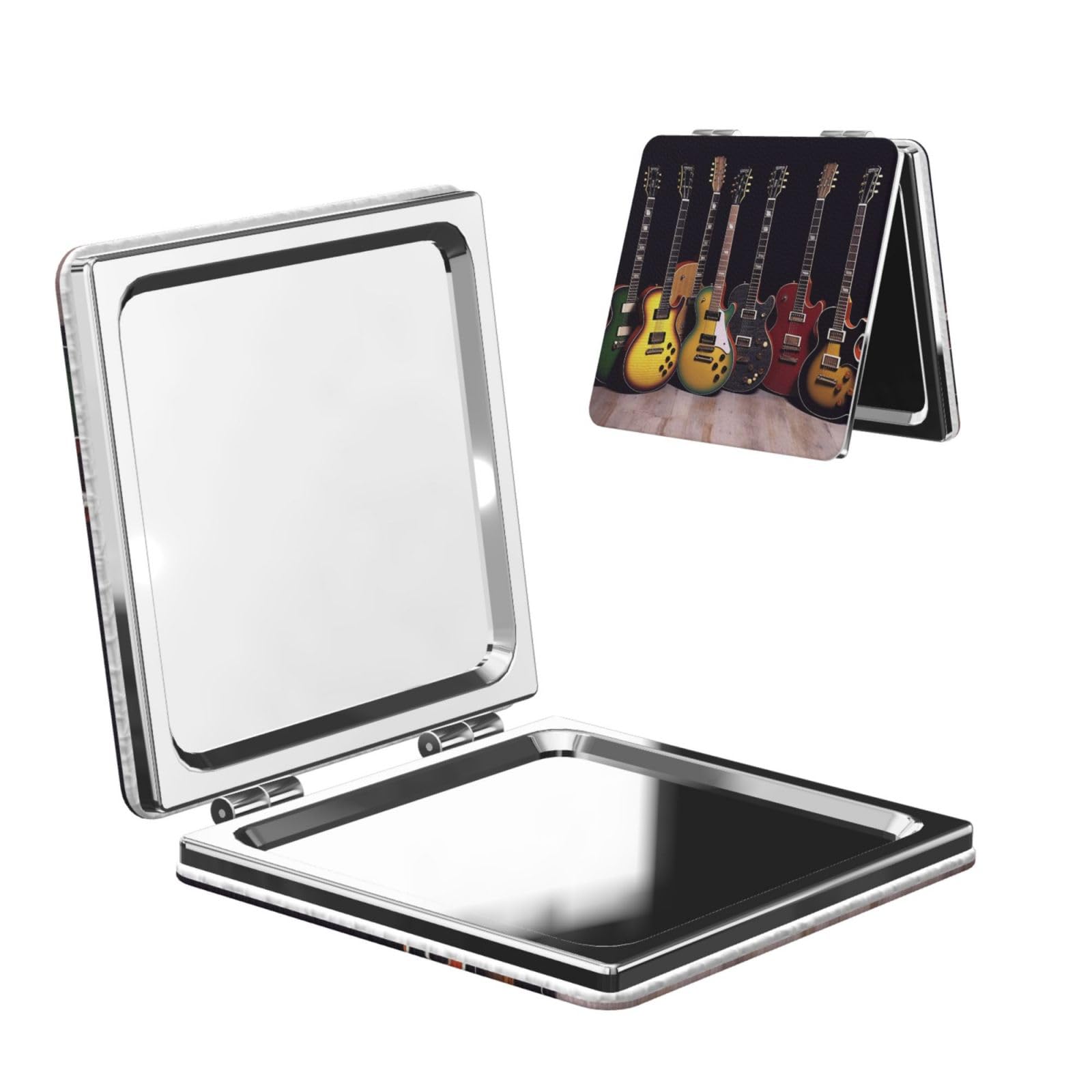DWVTSLH Guitar Collection Compact Mirror for Purse, Double-Sided 2X/1X Magnifying Mirror for Women Men, Travel Makeup Mirror for Handbag, Handheld Vanity Mirror for Gift