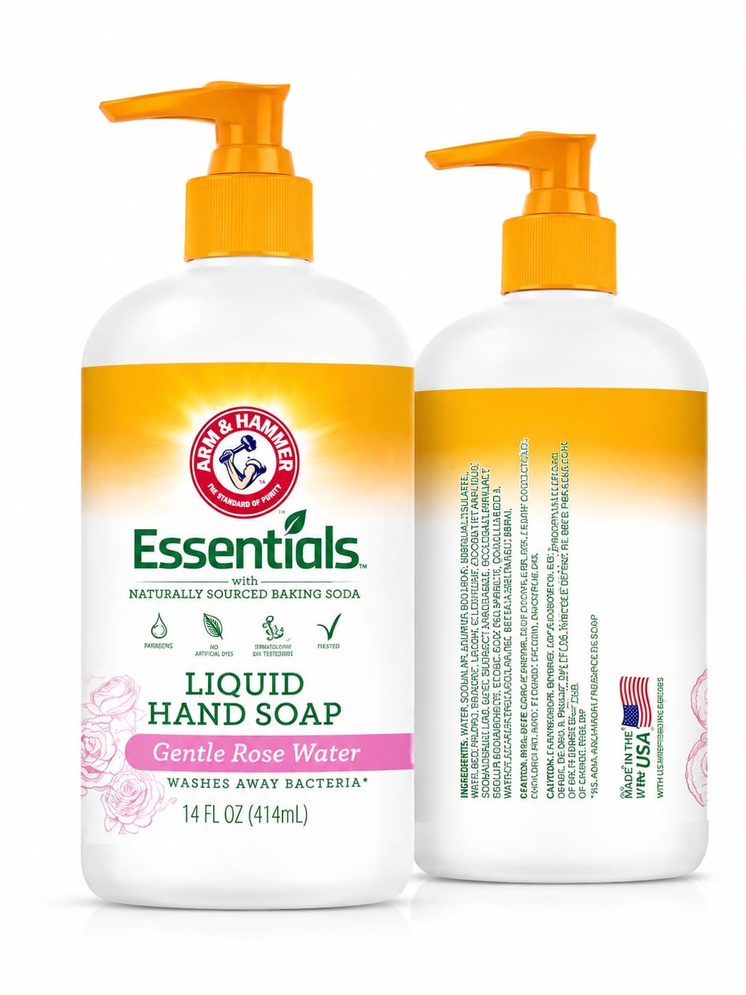 Arm & Hammer Essentials with Gentle Baking Soda, Liquid Hand Soap, 12 fl oz. (Gentle Rose)