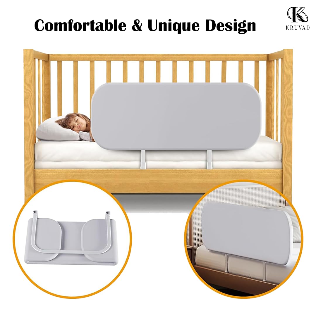 Kruvad Foldable Toddler Bed Rails for Crib- Universal Fit for Twin,King Size Beds- Easy to Assemble- Safe Guardrail Bed Rail for Toddlers and Elderly Safety Fence Protector Rails [ 122x44x3 CM ] - Image 8 thumbnail