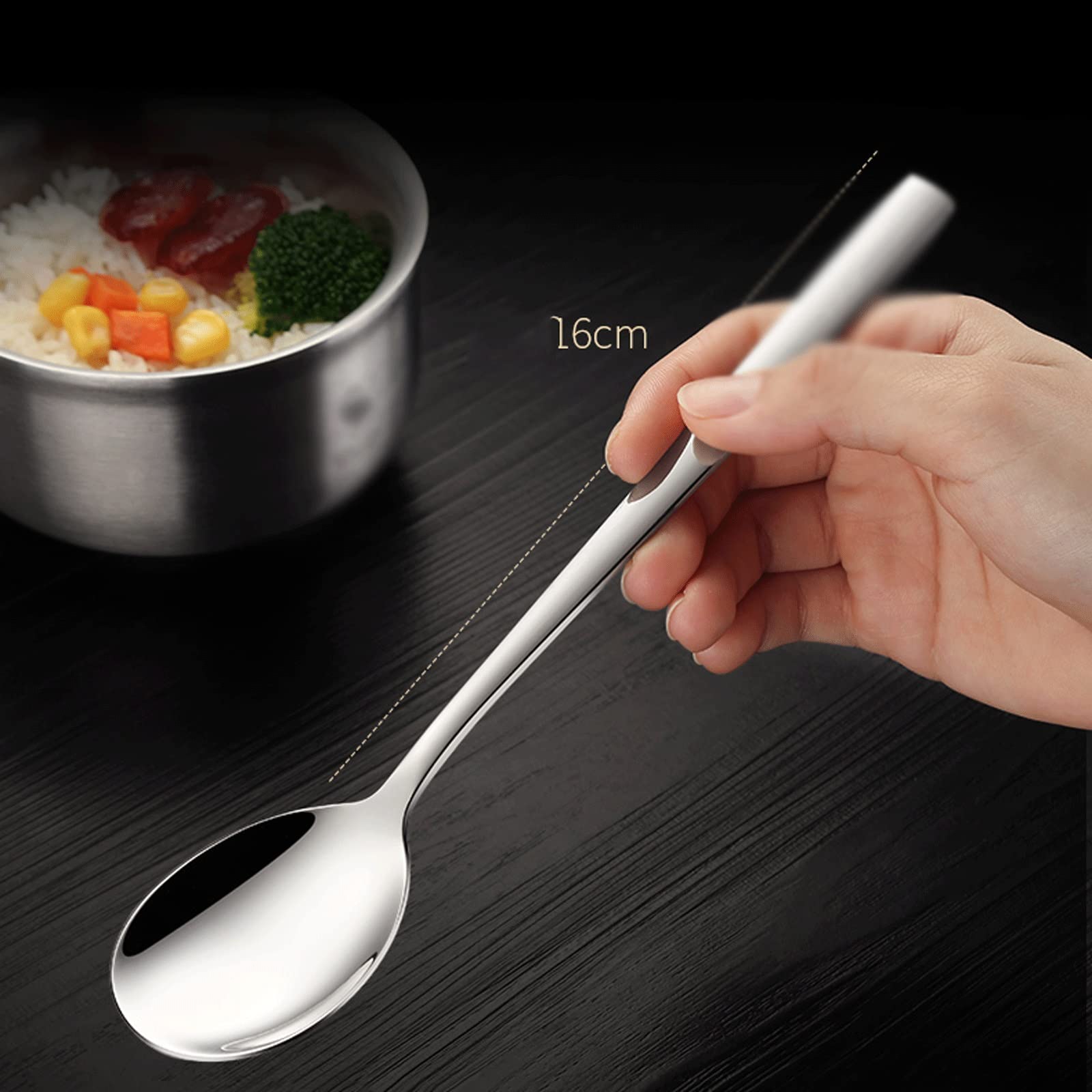 Cucharas de té, cucharas de postre, juego de cucharas de 6 piezas, cucharas de cena de acero inoxidable, ideales for fiestas, barbacoas, picnic, hogar, oficina, uso en restaurantes. Cucharas De Sopa