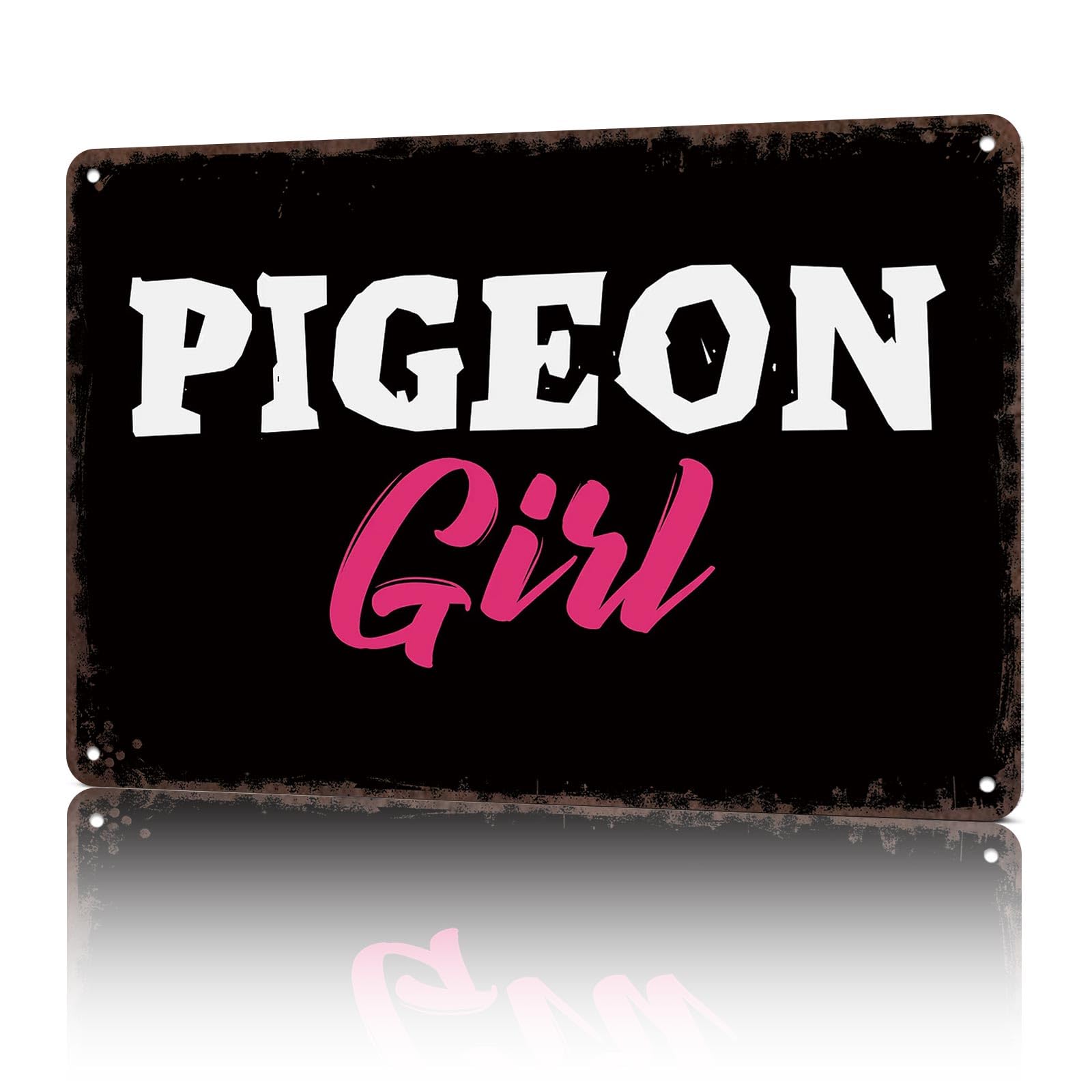 KWQDOZF Vintage Metal Signs Pigeon Girl Girls Pigeons Funny Tin Sign Poster Wall Art For Home Room Bedroom Office Decor 8x12inch