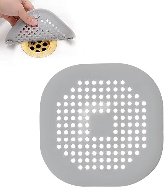 JeoPoom Sink Filter, Shower Drain Hair Catcher, Silicone Bathroom Drain Filter, for Kitchen Sink, Bathtubs Sink, Bathtub Drain Cover With Suction Cup(Gray)
