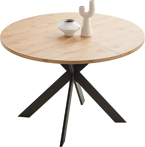 Zerifevni Juego de mesa de comedor redonda de 46.4 pulgadas, mesa de comedor redonda moderna de mediados de siglo para 4-6 personas, patas de acero,