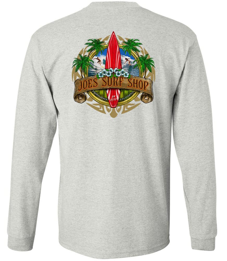 Joe's Surf Shop Men's Longboard Logo Long Sleeve Tee-Tall-2XLT-Ash/sand