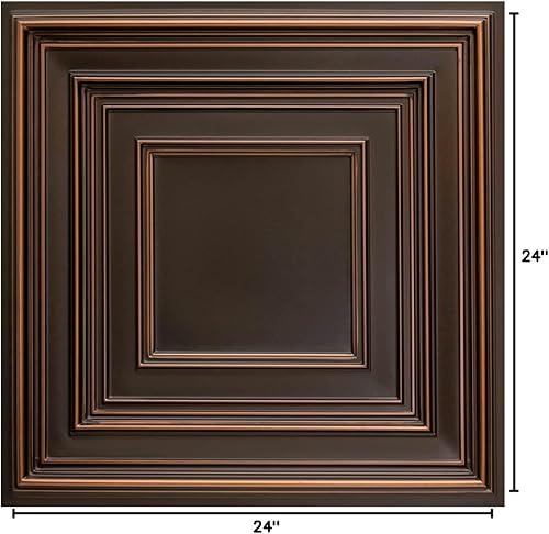 Miniatura 6 de From Plain To Beautiful In Hours 222ac-24x24-10 - Azulejo de techo de PVC de 2 x 2 pies (cubiertas  40 pies cuadrados), cobre antiguo, 10
