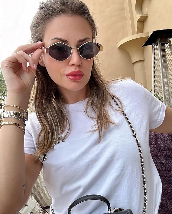 Image of Retro Hexagonal Sunglasses For Men & Women | Trending, Stylish & Durable Metal Frame Vintage 90s Sunglasses With UV 400 Protection Lenses