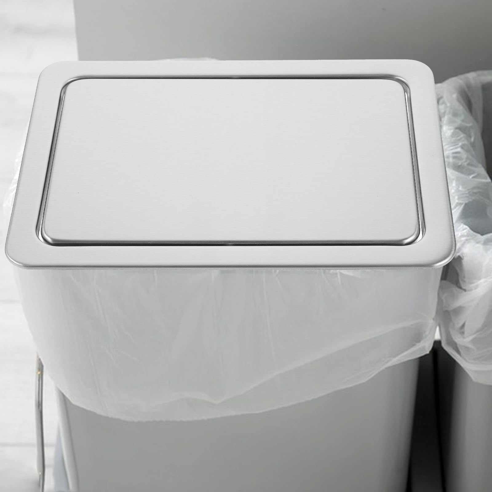 Ibasenice Coperchio Pattumiera Inox a Ribalta Integrato Per Cucina Ristorante Bagno Ufficio Facile Da Pulire