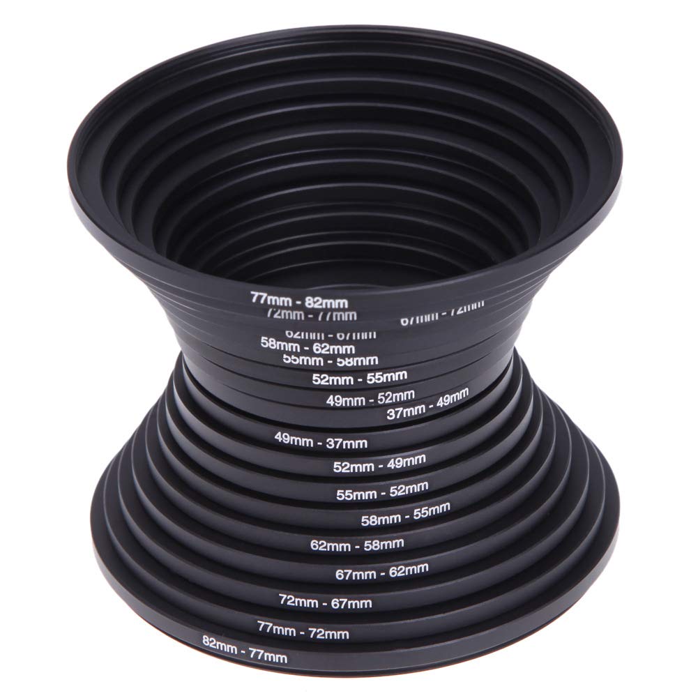 zalati Set di adattatori per anelli filtranti, 18 anelli adattatori in metallo per filtri per lenti fotografiche, 9 anelli Step Up e 9 anelli Step Down