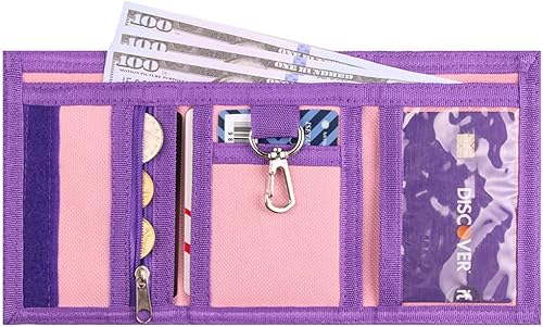 Miniatura 7 de Billetera de lona para niños, niñas y adolescentes, billetera de lona para niños, bonitas carteras con cremallera para jóvenes con bolsillo para