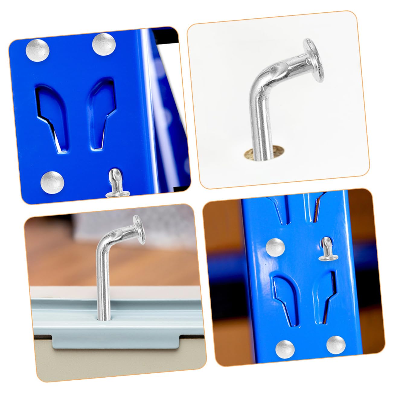 FONDOTIN Hooks 50pcs Shelf Bolts Safety Pins Colodoil Silver Hook Heavy Duty Shelving Pallet Racking Drop Pin Drop Lock Pins Big Flat Head Accessories Supplies Tray Rack Safety Clip Iron