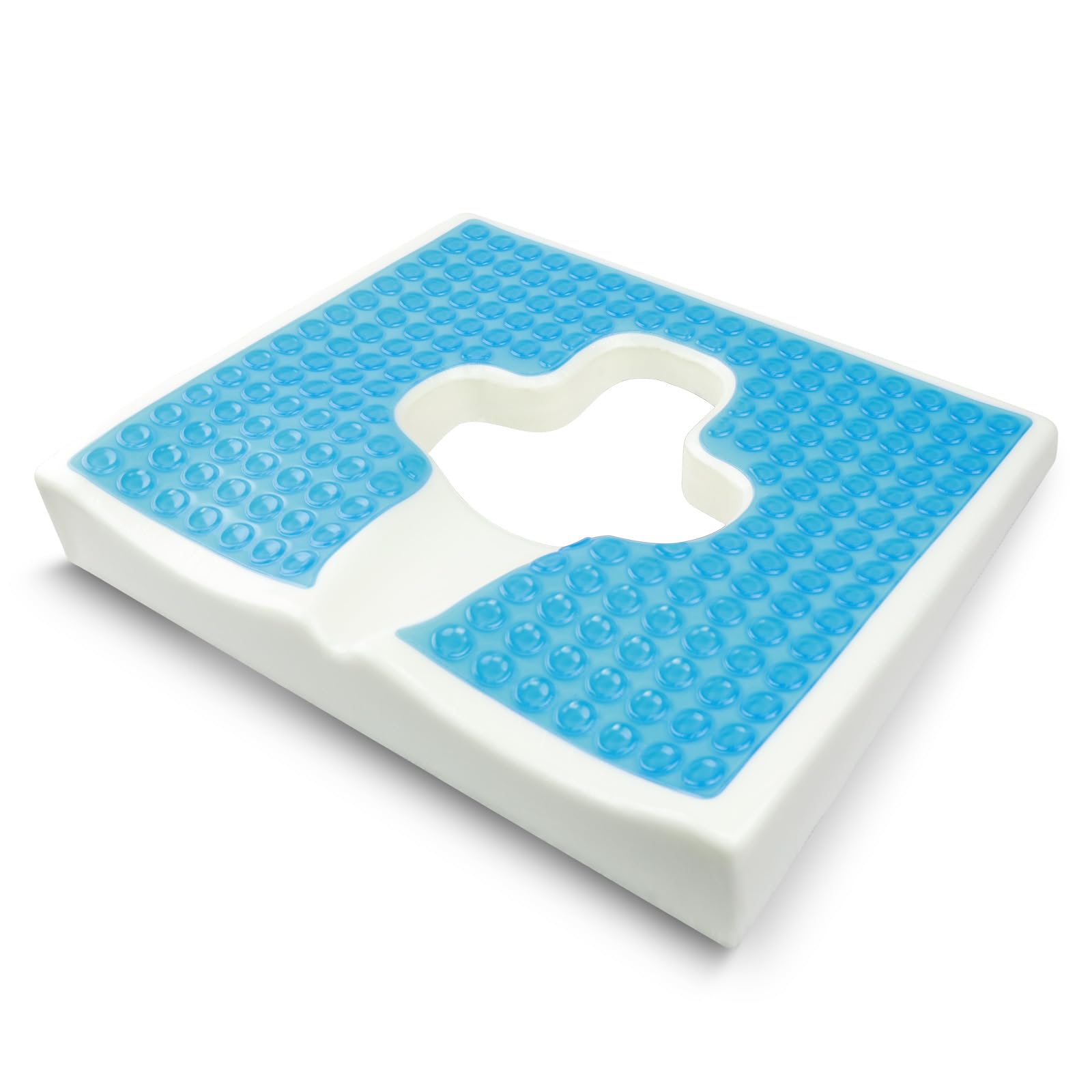 Bed Sore Cushions for Butt, T Shaped Triangular Slope Design Gel Memory Foam Cushions for Pressure Sores on Buttocks, Anti Decubitus Cushion for Elderly, Bedridden, Disabled for wheelchair (Blue)