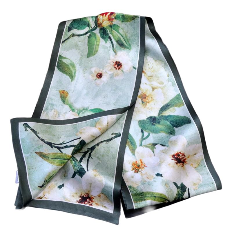 100% Pure Mulberry Silk Scarf for Women 59”*6.3” Long Headscarf Neck Scarf Hair Wraps and Shawls with Gift Packed