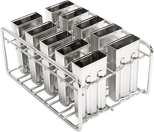 Molde para helado, 10 moldes para palitos de helado, moldes de paletas de acero inoxidable, moldes para paletas de hielo, molde de helado de metal