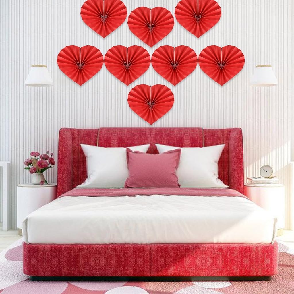 8pcs Heart Folding Fans for Wedding Decoration Valentine's Day Party Supplies image 3