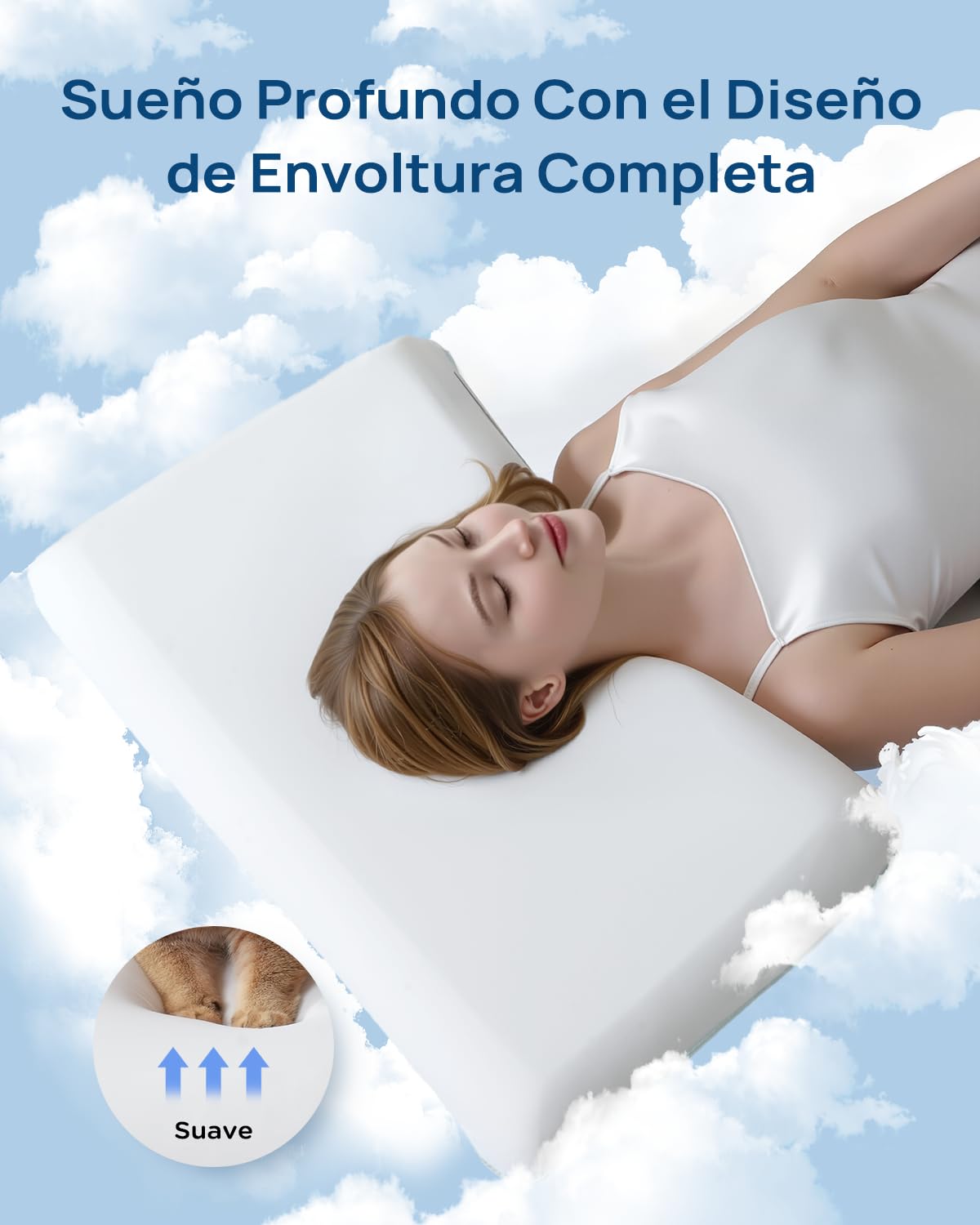 Releep - Almohada mullida refrescante, 40 x 60 cm, Almohada de Espuma con Memoria de Forma, Almohada ergonómica, reposacuello