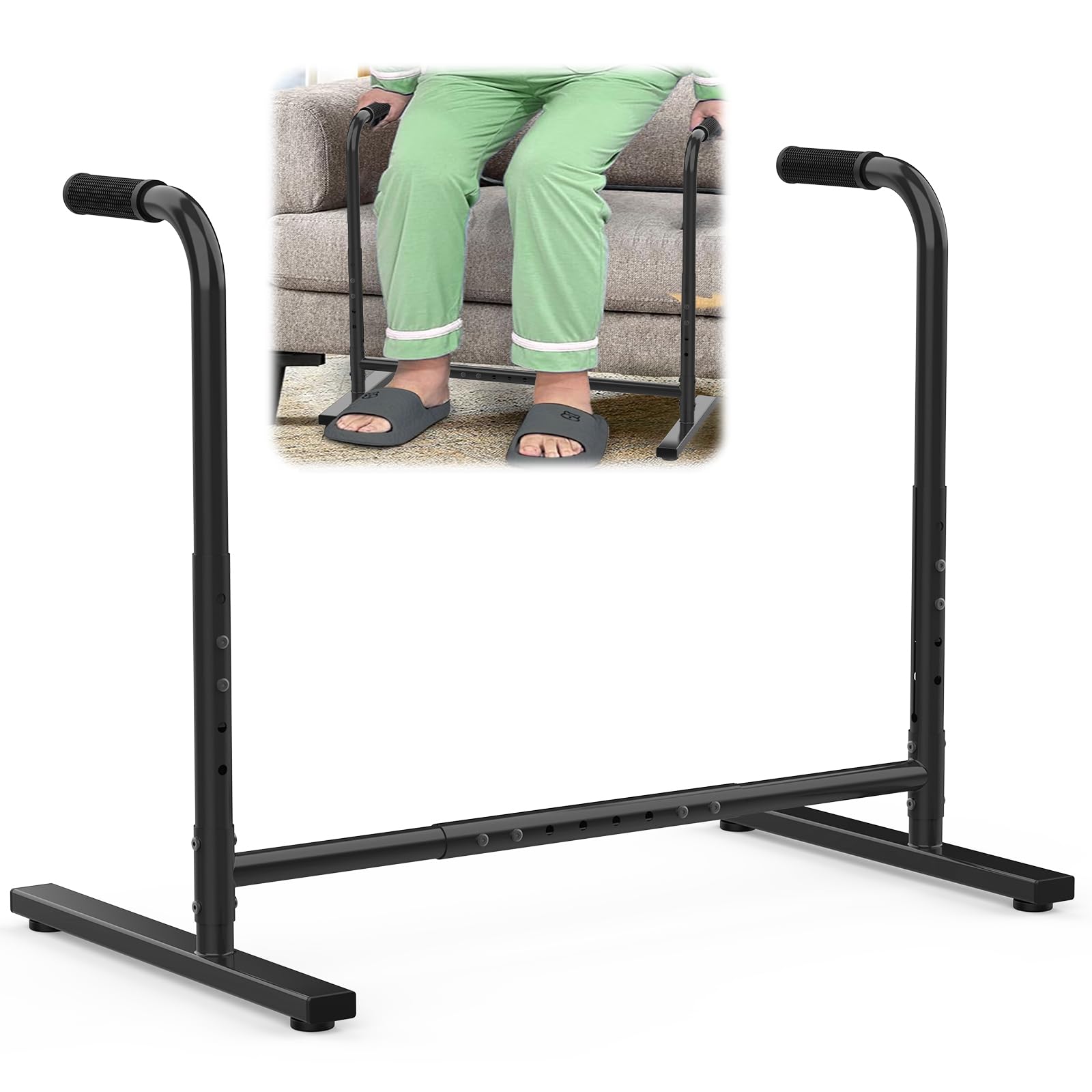 couch chair sofa stand assist for seniors, height & width adjustable couch lift assist for elderly mobility sit to stand(300lbs loading, polish black)