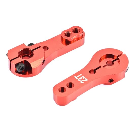 Apex RC Products 23T for JR/Airtronics/KO Red Aluminum Dual Clamping Servo Horn - 2 Pack #8006