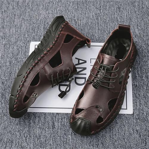 Beach ls Men Men Leather Flat Shoes Summer Breathable Casual Outdoor Walking Shoes Hand Beach ls for Hiking Trekking4