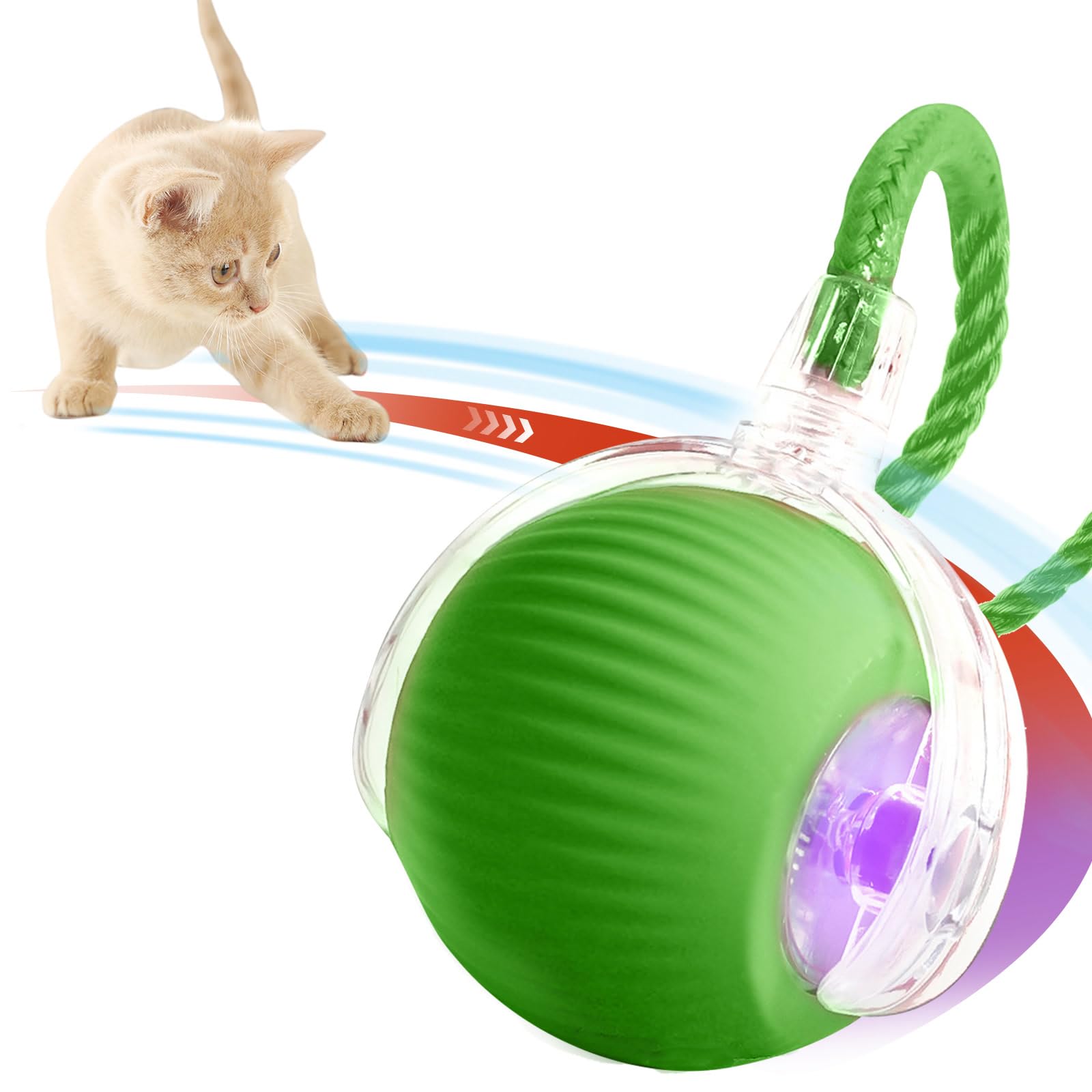 NONENDU Interactive Cat Toys for Indoor Cats, Rechargeable 360° Automatic Moving Cat Toy for Bored Indoor Adult Cats, 2025 Upgraded Chase Motion Activated Kitten Toys - Green