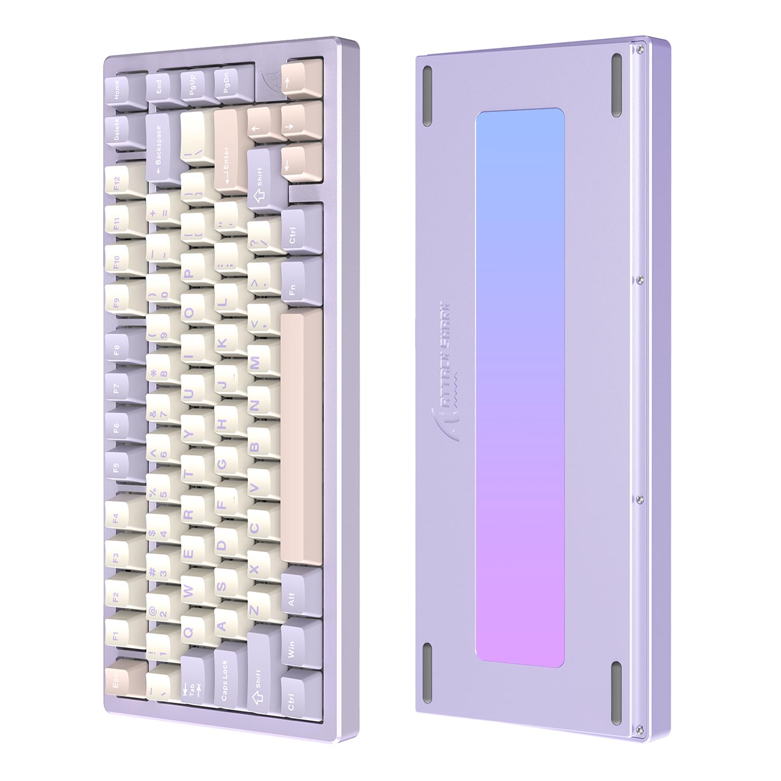 LexonElec x ATTACK SHARK X75 CNC Tastiera da gioco wireless in alluminio al 75%, Tri Mode-BT/2.4G/Cablato, Tastiera meccanica RGB montata su guarnizione, batteria da 5000 mAh, Supporta Win/Mac-viola