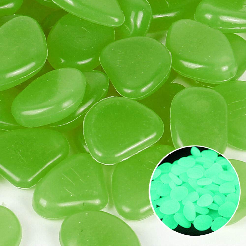 100Pcs Verde Pietre Luminosi Ciottoli Luminosi Fluorescenti Luminose incandescenza nel Buio Pietre Rocce Ghiaia per casa Giardino passerella Acquario Decorazione