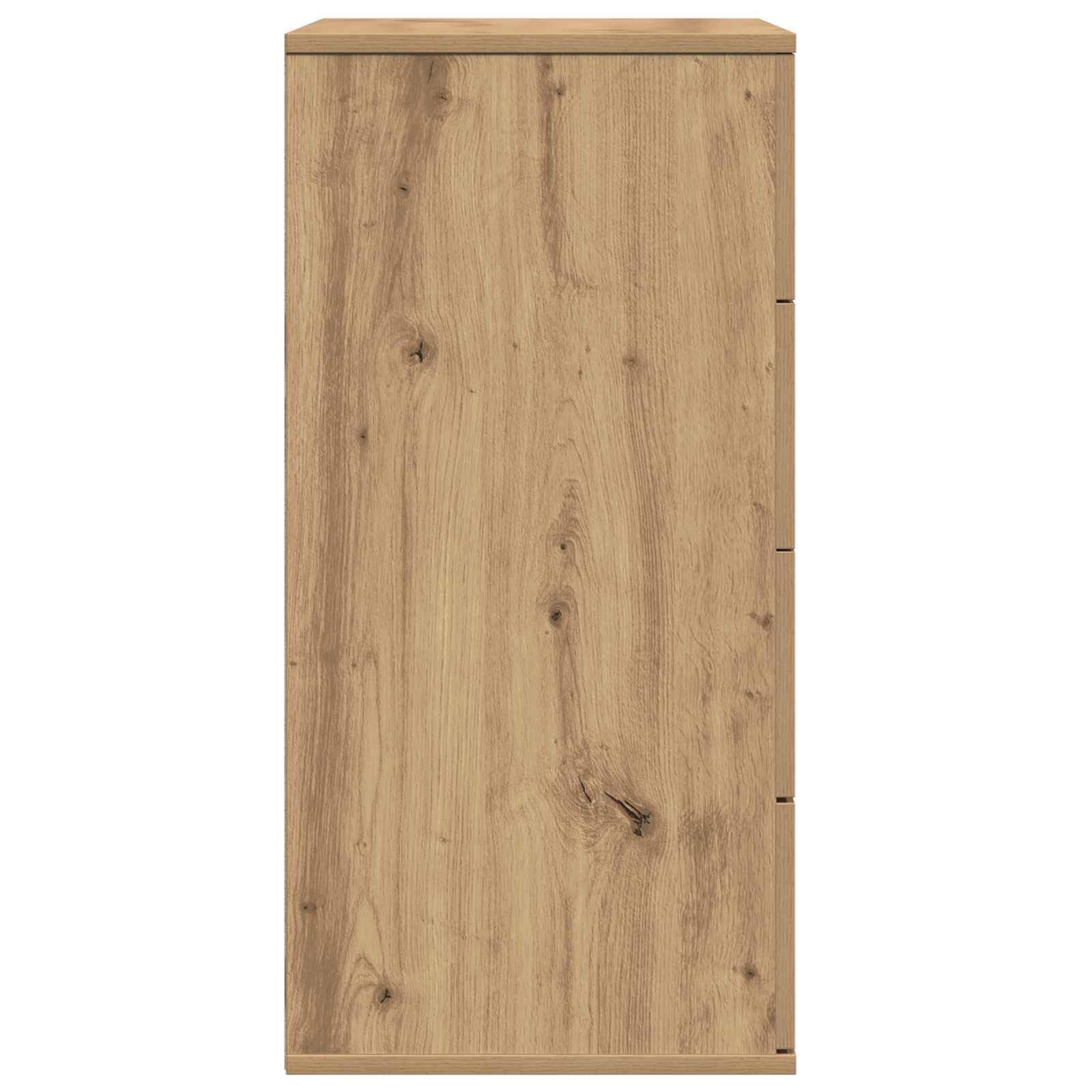 Madera resistente estilo moderno Roble artisan 60 x 39 x 80 cm Marrón | Aparador Roble artisan 60 x 39 x 80 cm Madera de ingeniería con 4 cajones y tiradores plateados para comedor moderno,
