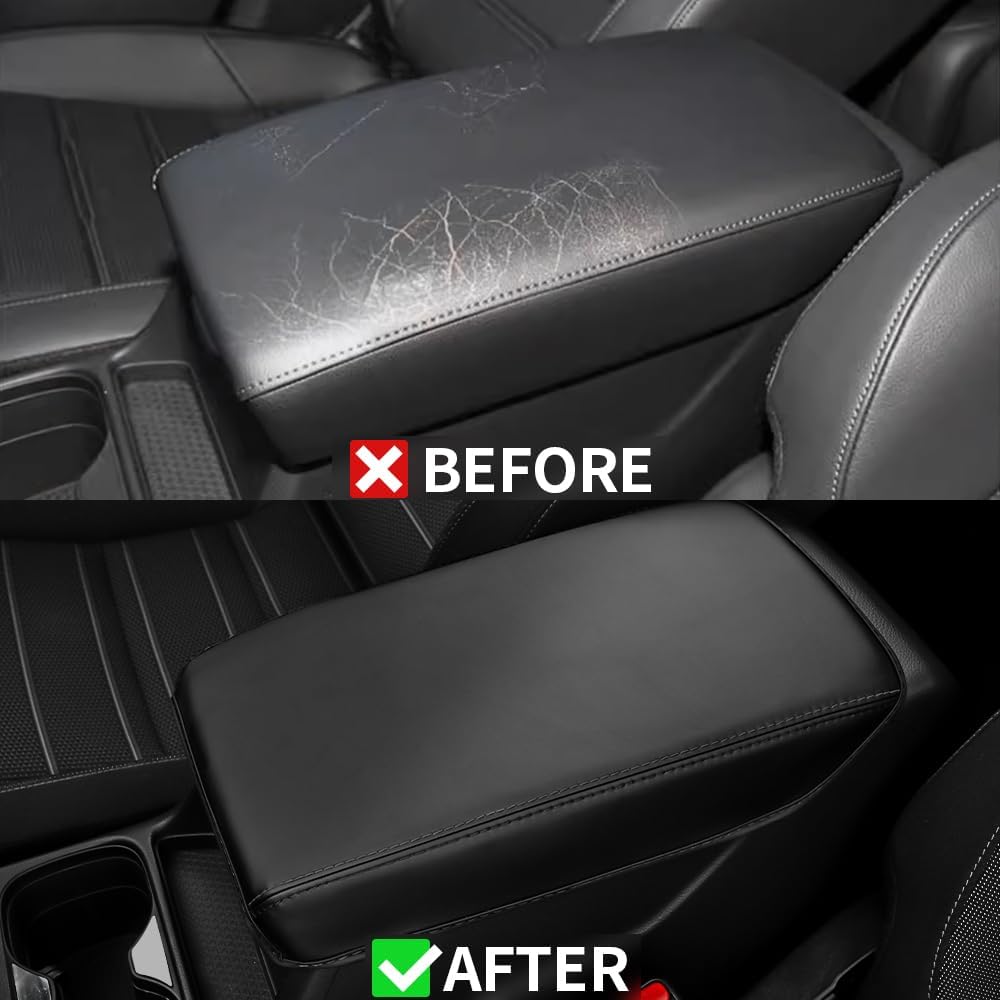 BEERTE Black Car Center Console Cover Fit for Honda CR-V 2023 2024 2025 2026 Leather Waterproof CRV Armrest Cover Car Anti-Scratch Armrest Seat Box Protector Fit for CRV