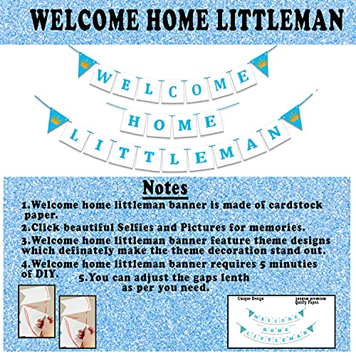 Image of Party Propz Blue Theme Welcome Home Baby Decoration - 54Pcs Combo Baby Boy Welcome Home Decoration Kit, Cutouts for Decoration with Banner, Blue Balloons and Fringe Curtain