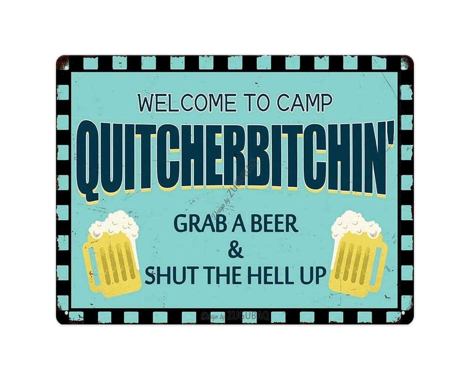 SMGLRUEAT Welcome To Our Camp Vintage Funny Camping Tin Sign Metal Wall-Art for Porch Home Cabin Wall Decor 8 X 12 inch
