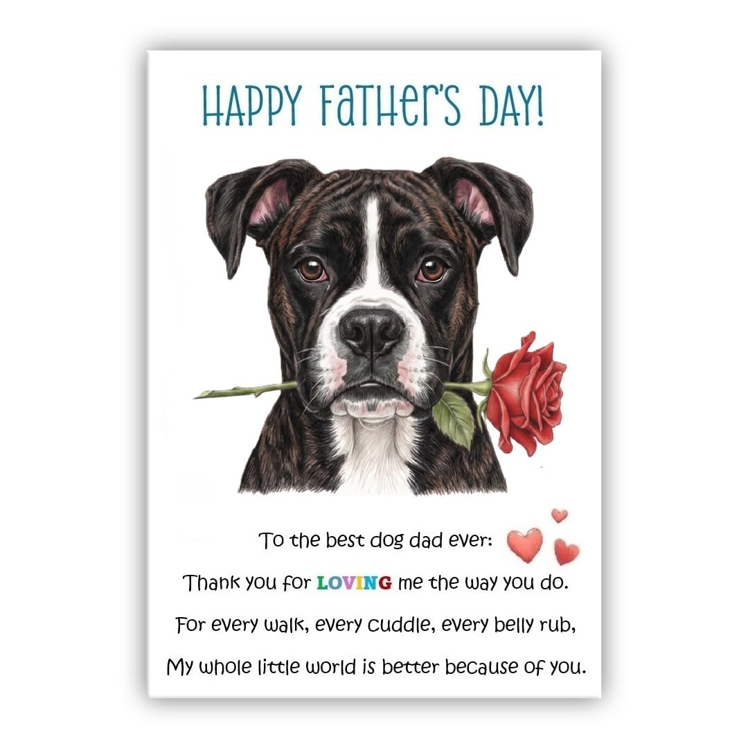 Father’s Day Card From the Dog - Multiple Breeds Available - Cute Fathers Day Pet Card - To The Best Dog Dad Ever (• Boxer seal brindle)