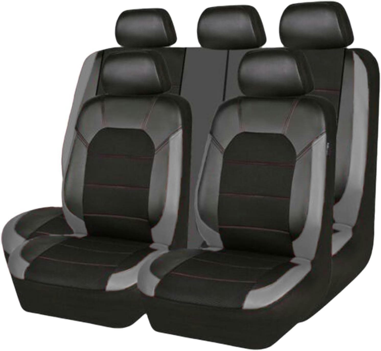 ELLIAT 9 Pcs Car Seat Covers Full Set for Bmw 5Er 540I E34 525Td E34 518I E34 M540I E34 520I E34 525I E34,Leather 5-seater Accessories-Gray