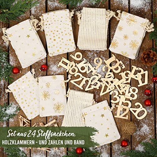 Papierdrachen Advent Calendar 2025, Fabric Bags (24 Pieces) for Filling with XXL Wooden Numbers - Image 4
