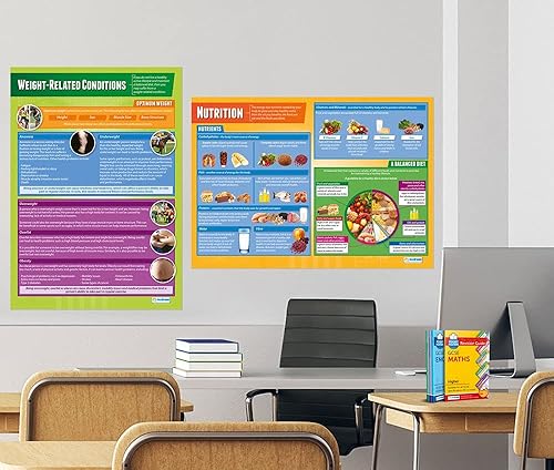 Miniatura 5 de Daydream Education Pósteres de salud, fitness y bienestar  Juego de 5  Laminado  FORMATO GRANDE 33 x 23.5 pulgadas  Decoración de aula  Tablas de