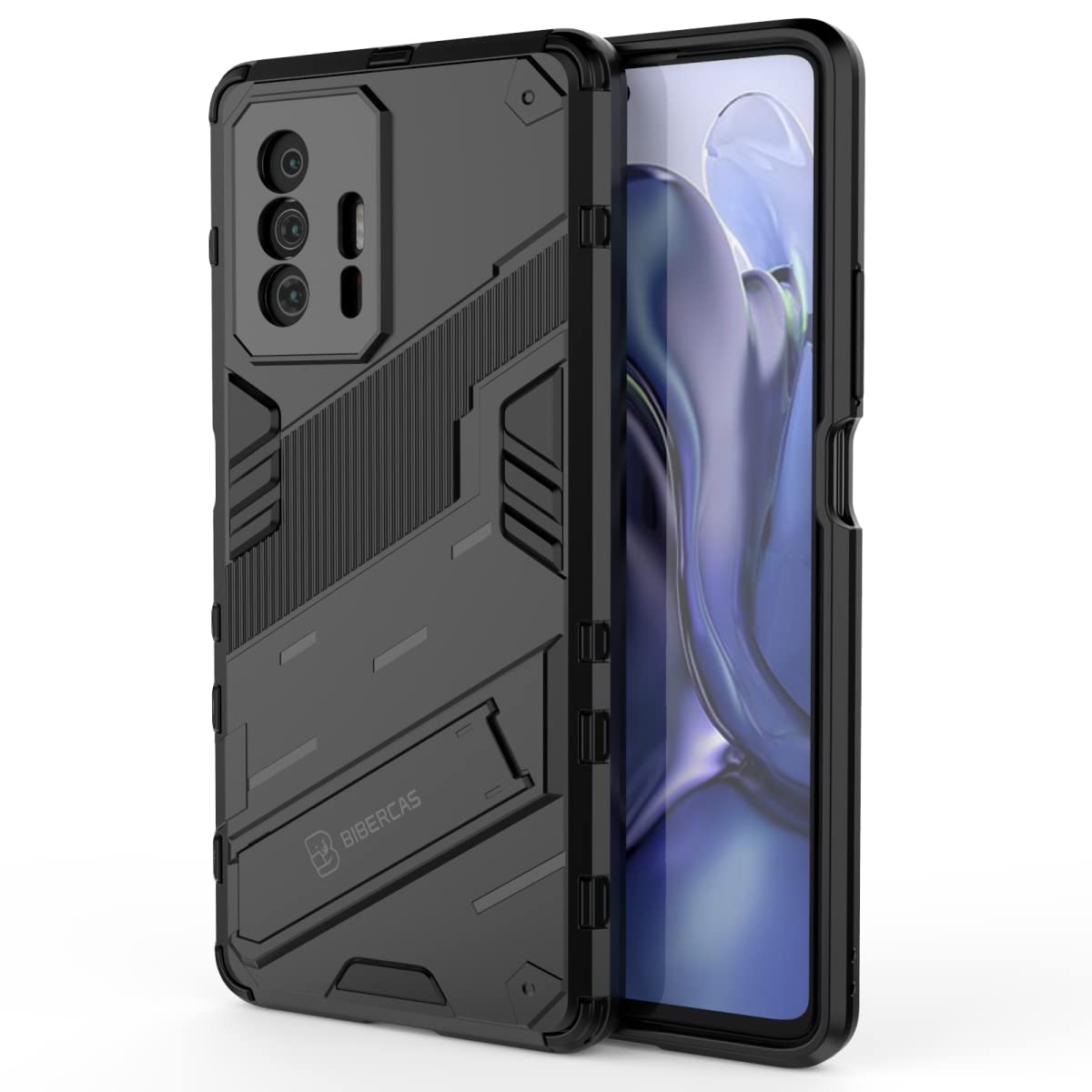WEIOU Cover Per Xiaomi Mi 11T / 11T Pro 5G - Custodia Antiurto Con Anello 360° E Supporto Magnetico, TPU+PC, Nero