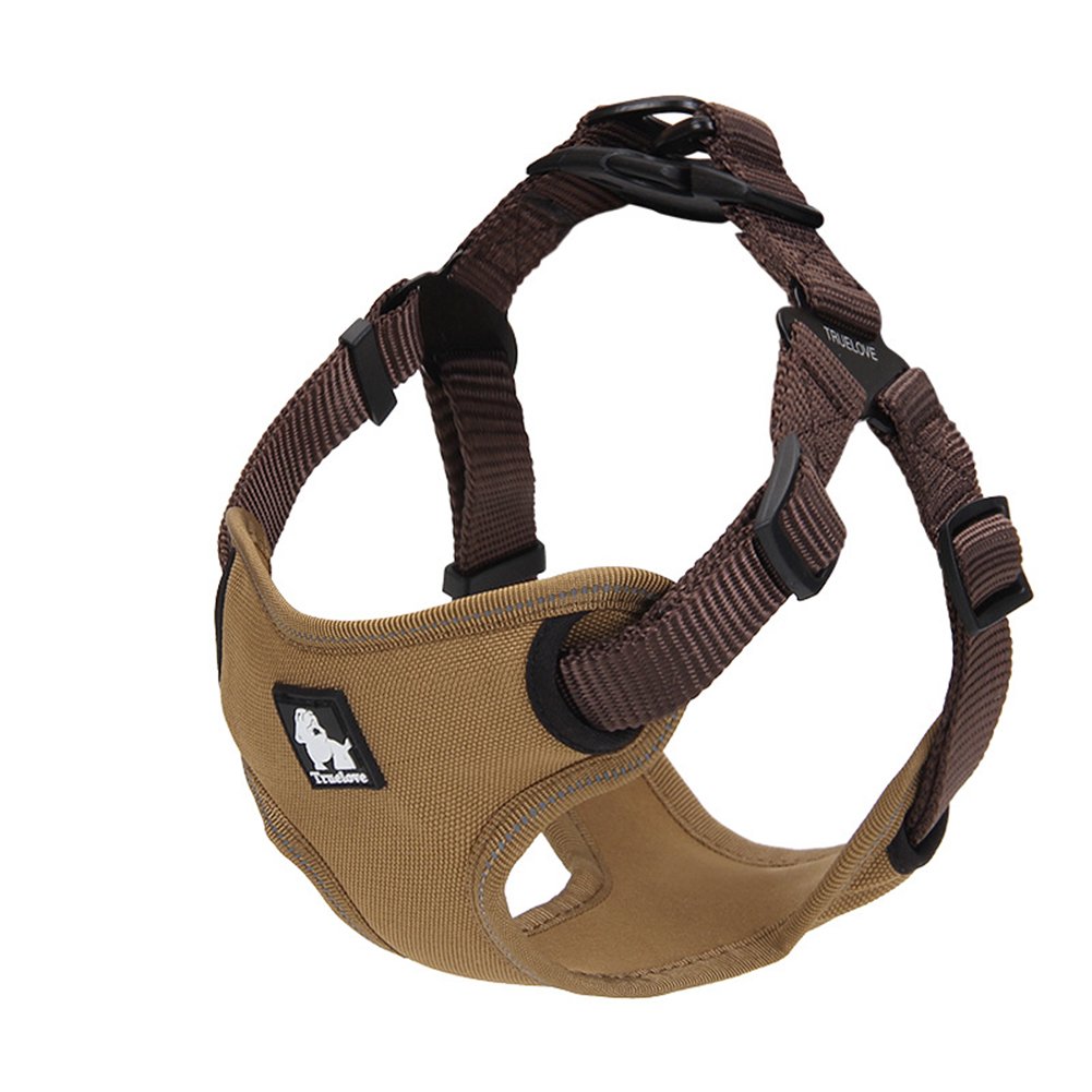 Creation Core Protective Dog Harness Adjustable Soft Nylon Pet Harness Reflective Outdoor Adventure Dog Walking Vest, Brown S