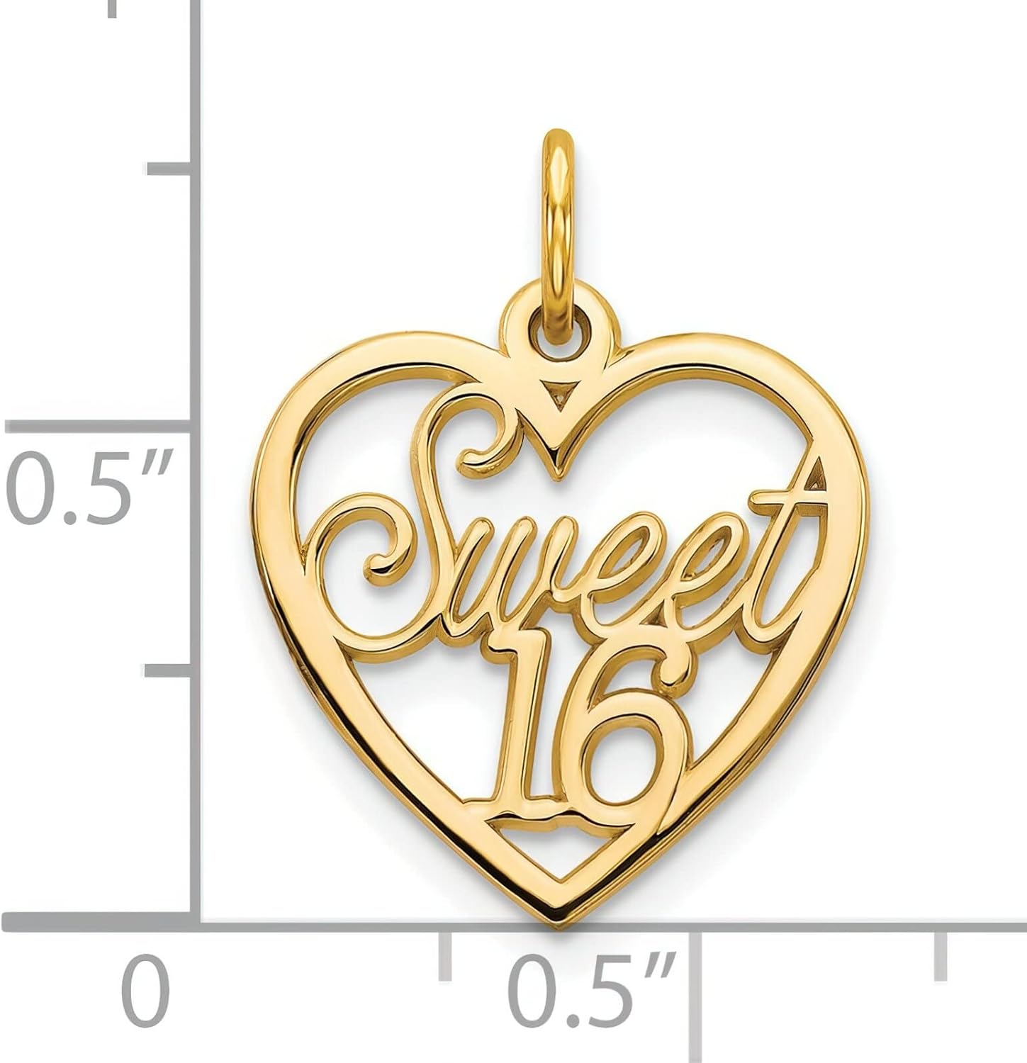 10K Yellow Gold Sweet 16 in Heart Charm Birthday