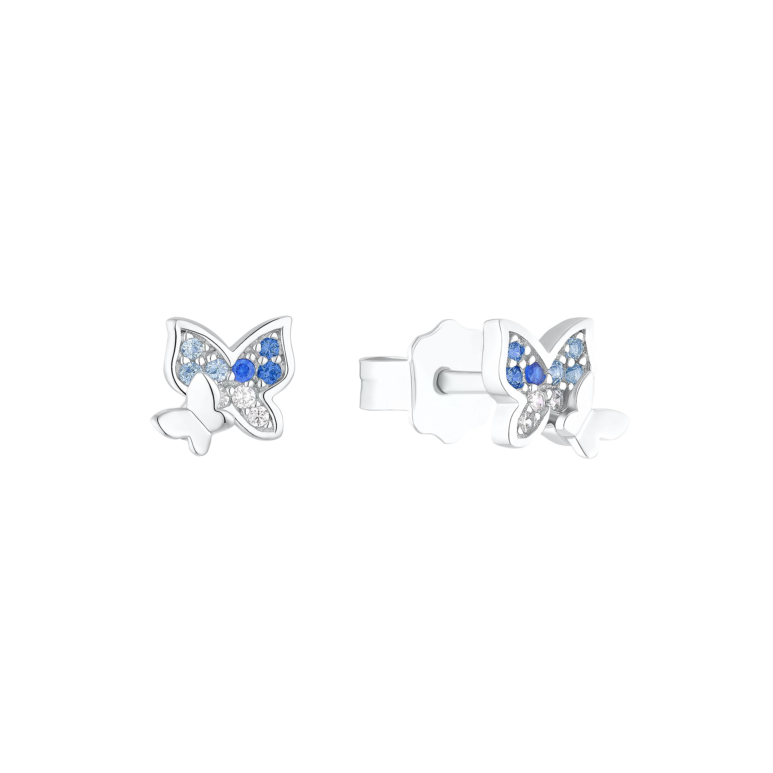 Prinzessin Lillifee Princess Lillifee 2037074 - Pendientes para niña de plata de ley 925 con circonitas sintéticas, 0,6 cm, con mariposa, en caja de regalo, klein, plata de ley, circonita cúbica, klein, Plata de ley,