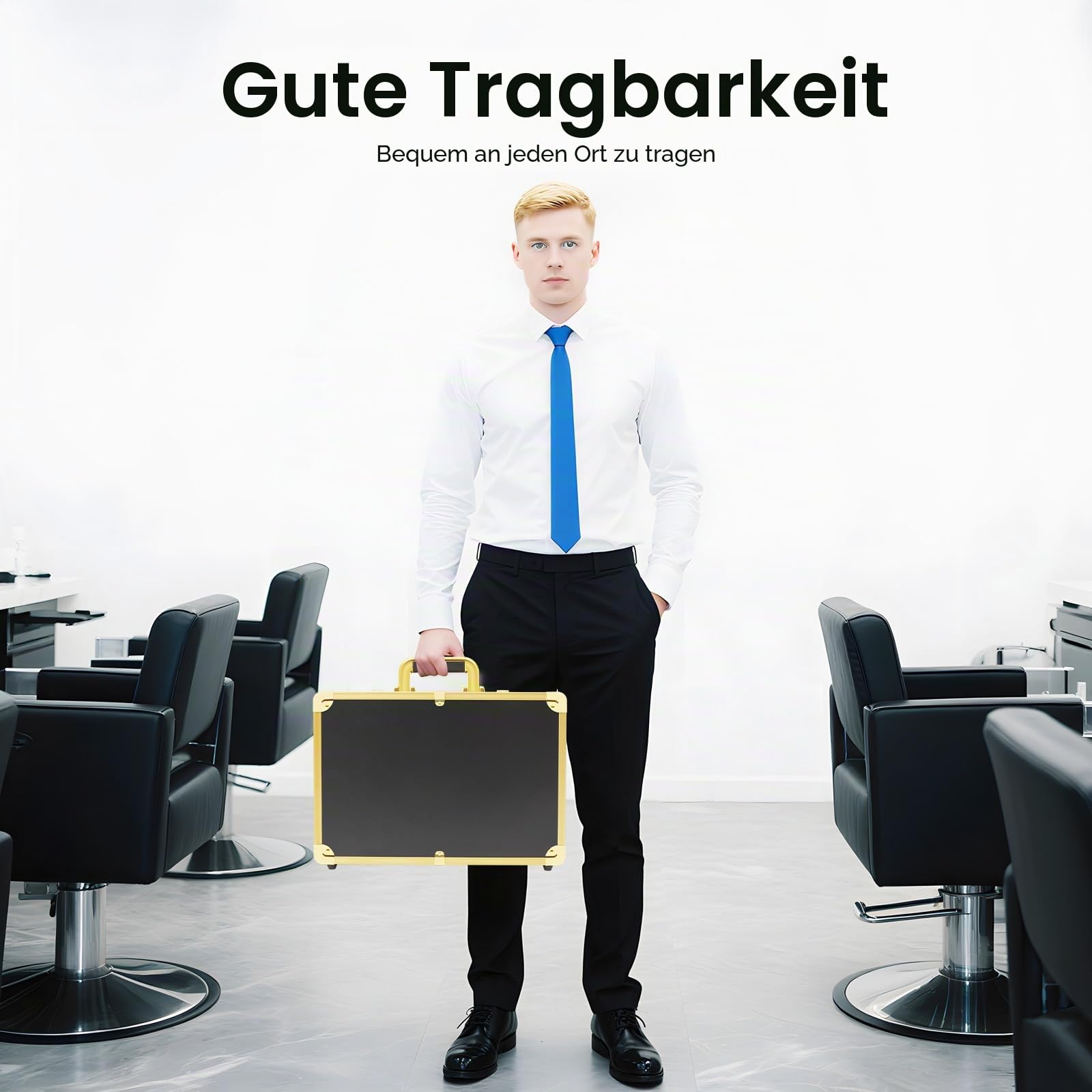 Friseur Koffer Tragbarer, Friseurtasche Barber Case Salon Tool Aufbewahrungskoffer, Friseur Tasche Tragetasche Haarschneider Werkzeugkasten (Glod)