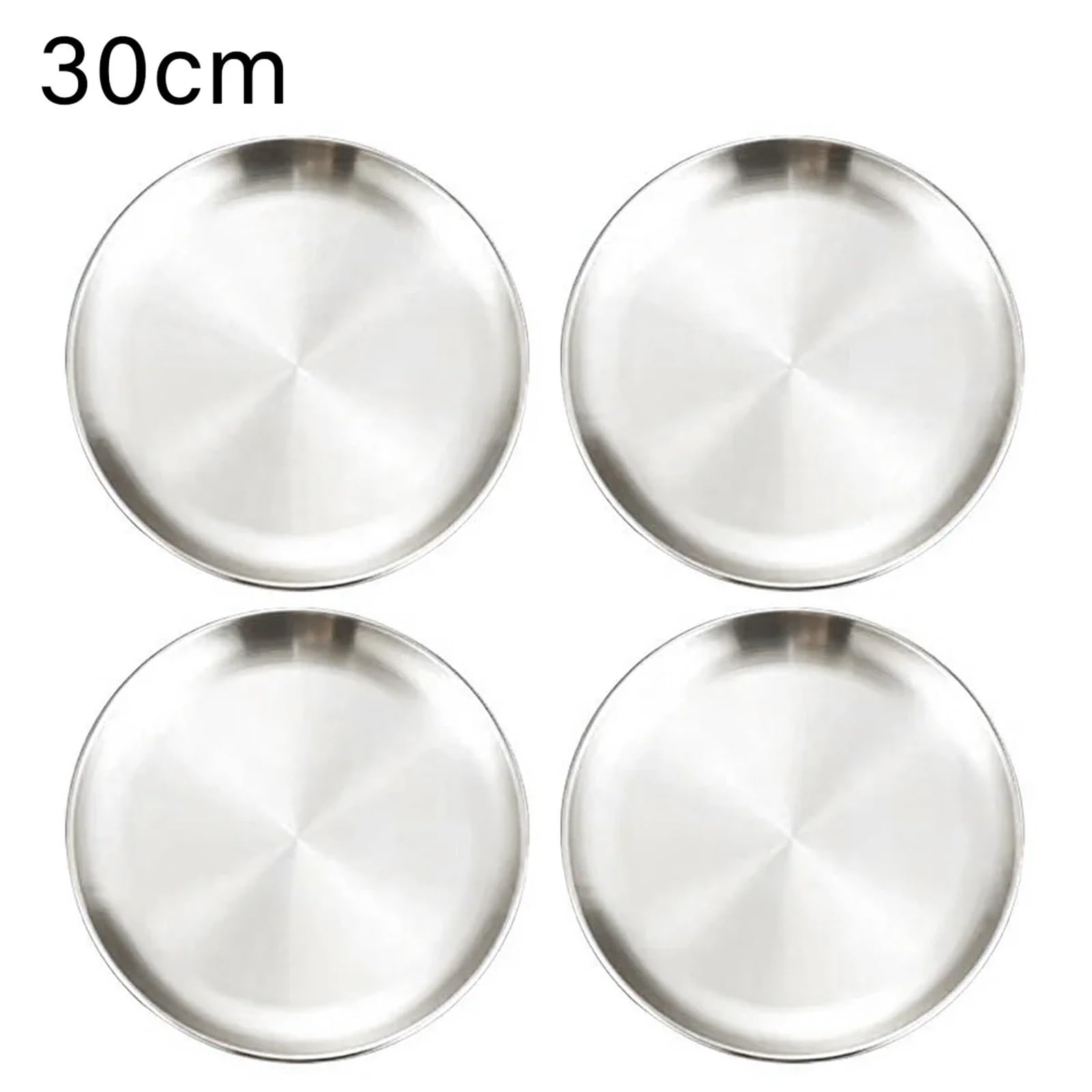Bandeja de Servicio de Acero Inoxidable 4 Platos Redondos de Acero Inoxidable for escupir Huesos, Bandeja Poco Profunda, Plato Metal for Acampar, Comedor, Picnic, Utensilios Cocina(30cm)