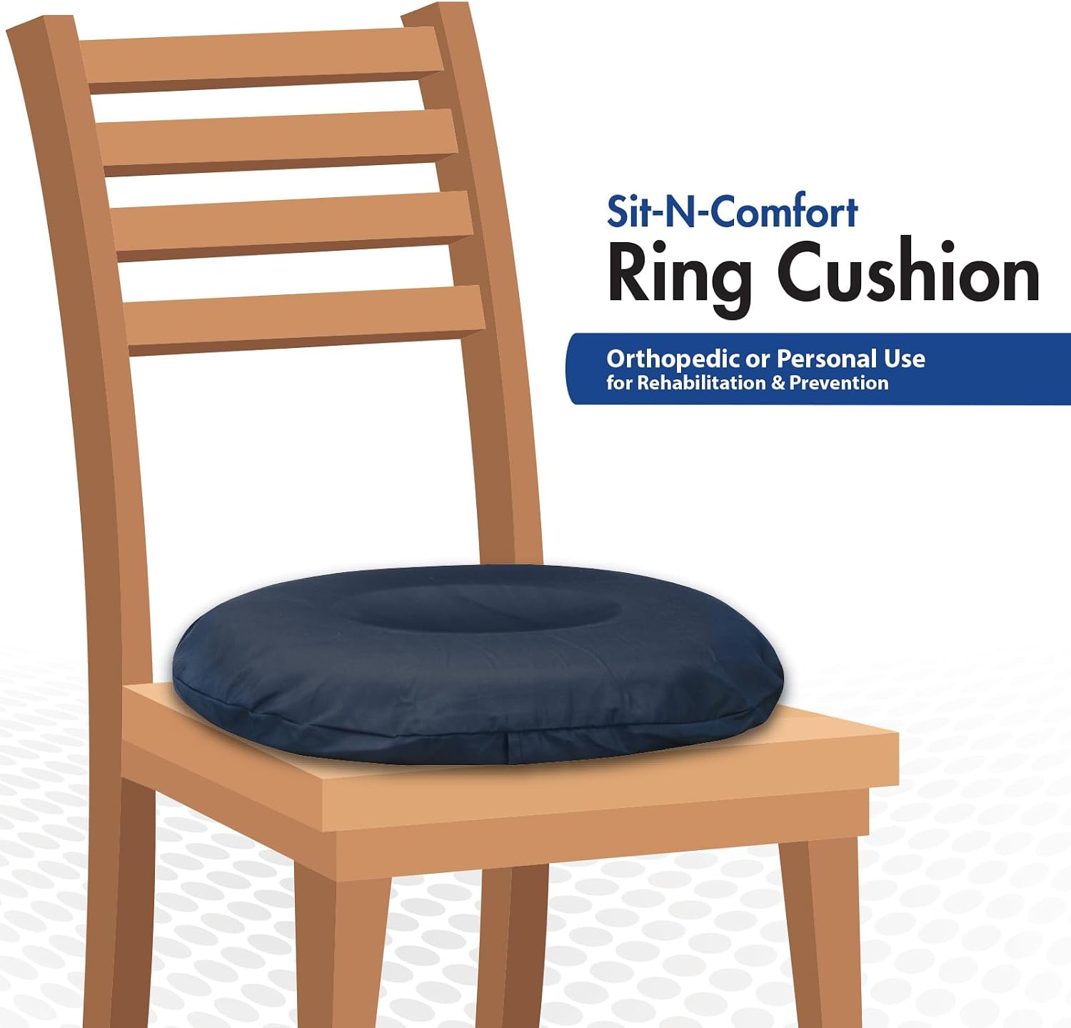 Thera|Care Sit-N-Cushion Contoured Ring Cushion, 16" x 3" x 12" | Puncture Resistant Polyurethane Foam, Pressure Point Comfort, Removable Cover