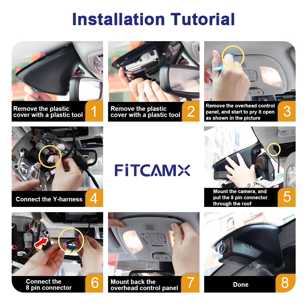 Fitcamx Dashcam 4K per Jeep Compass 2nd Gen 2018 2019 2020 2021 2022 2023 2024 2025(HD2-1518), OEM 2160P video camera auto WiFi, G-sensor, registrazione in loop, WDR dash-cam auto, Plug&Play, 64GB