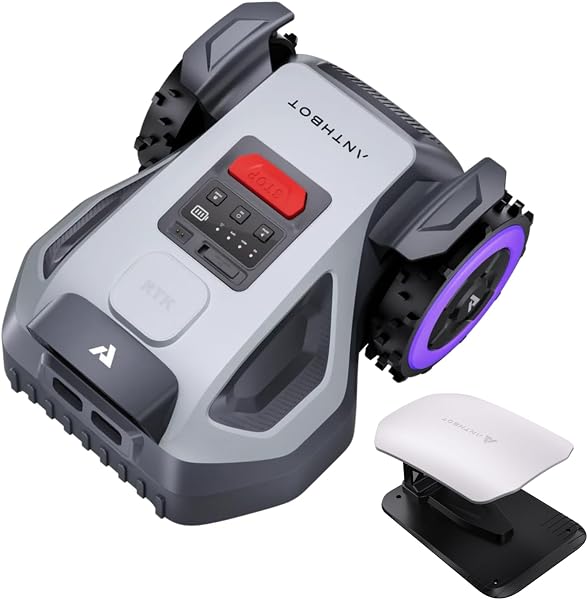 ANTHBOT M5 Mähroboter mit passender Garage, ohne Begrenzungskabel mit RTK-Navigation und Dual-Vision, KI-Hindernisvermeidung, für Gärten bis 500 m² (max. 700 m²), Rasenroboter mit 45% Steigung - 1