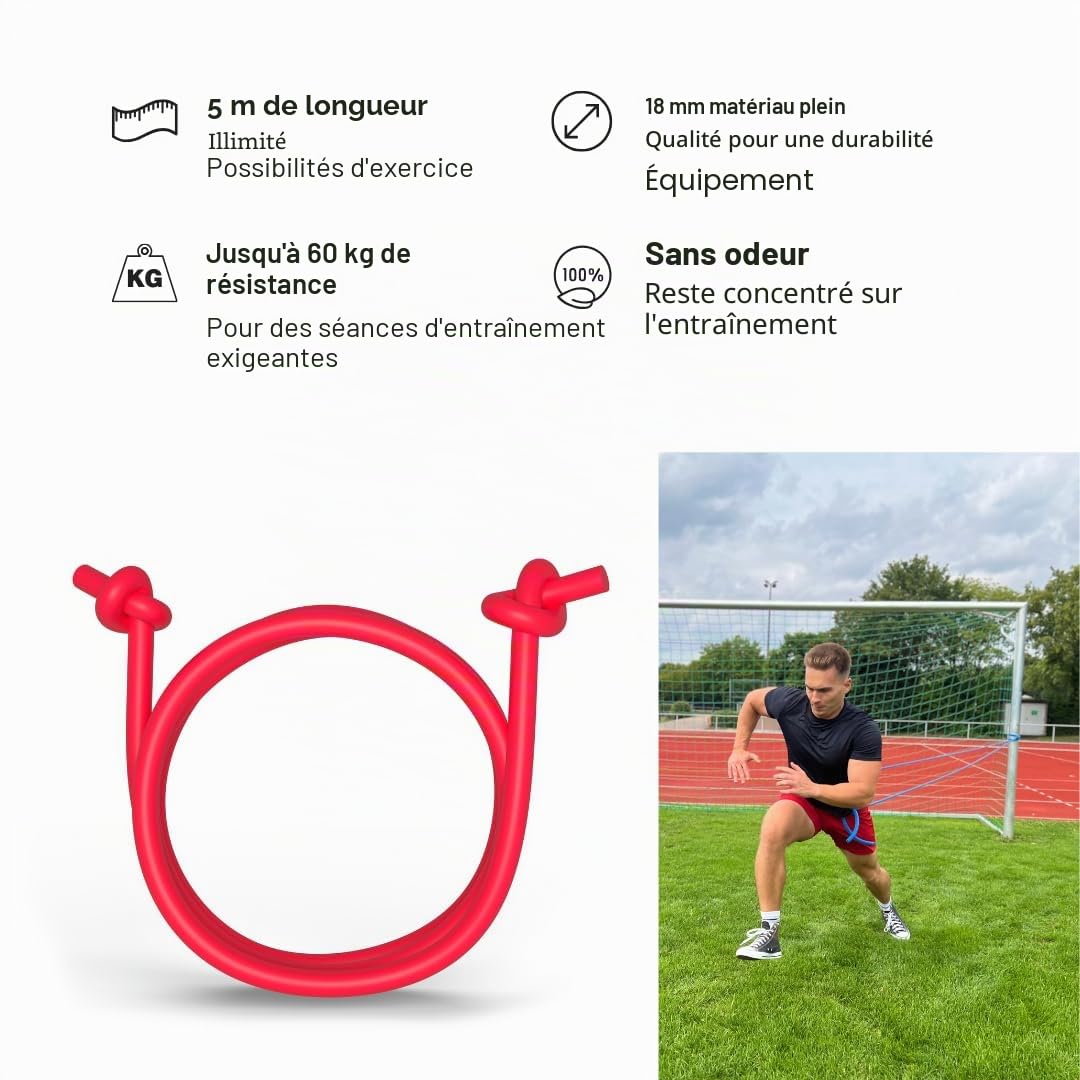 Bande de fitness 5 mètres - Bande de résistance ronde en silicone pour Ringer MMA Arts martiaux Entraînement - Différentes épaisseurs - Sans latex