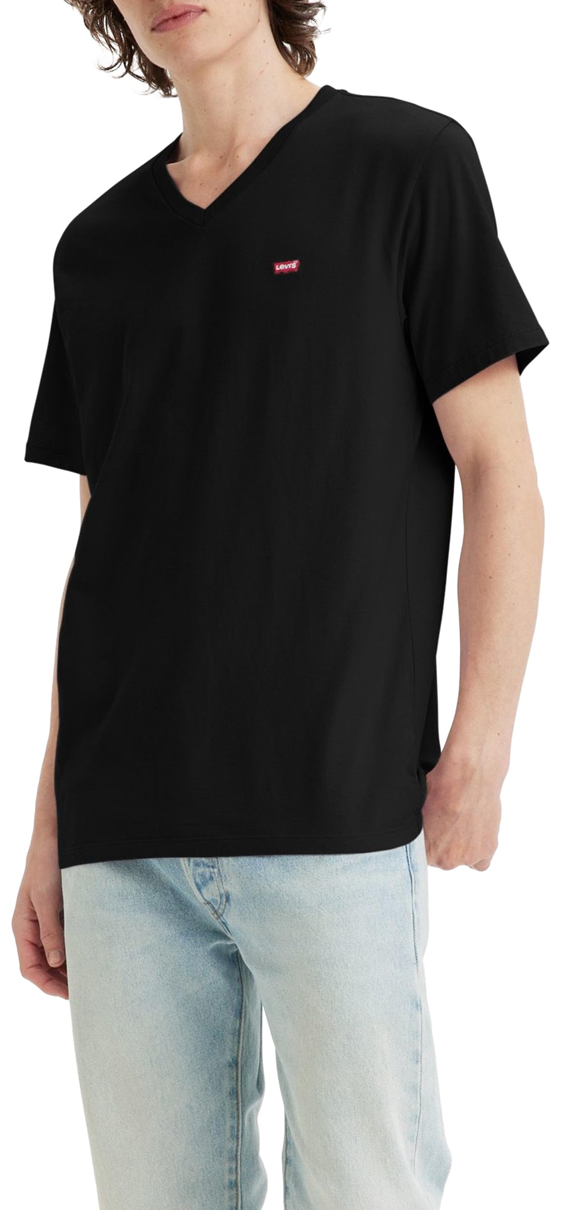 Levi's Men's Original Housemark V-Neck T-Shirt, Mineral Black, XXL