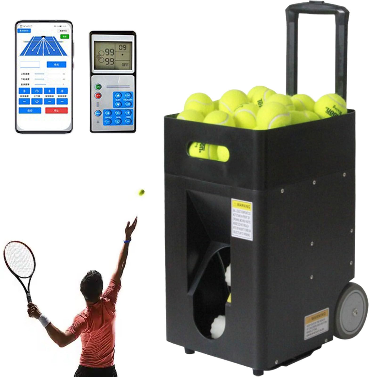Macchina da Tennis,Allenamento Tennis,Macchina da Lancio da Tennis | macchina per lanciare palline automatica intelligente, con telecomando e APP,Può contenere 50 Palline