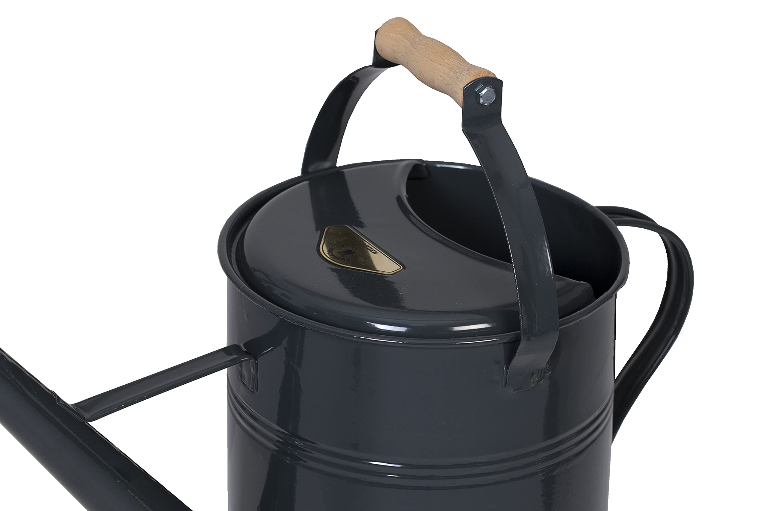 Gießkanne British Can Classic 9 Liter in Anthrazit mit Holzgriff